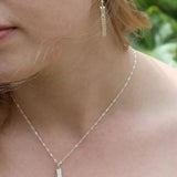 Solid Bar Silver Textured Earrings-The Diamond Setter