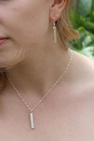 Solid Bar Silver Textured Earrings-The Diamond Setter