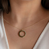 Six Hour Gold Halo Necklace with Pave Diamond Setting-The Diamond Setter