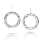 Silver Textured Halo Earrings with Diamonds-The Diamond Setter