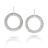 Silver Textured Halo Earrings with Diamonds-The Diamond Setter
