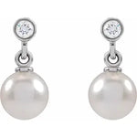 Pearl and diamond drop earrings-The Diamond Setter