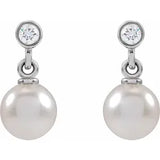 Pearl and diamond drop earrings-The Diamond Setter