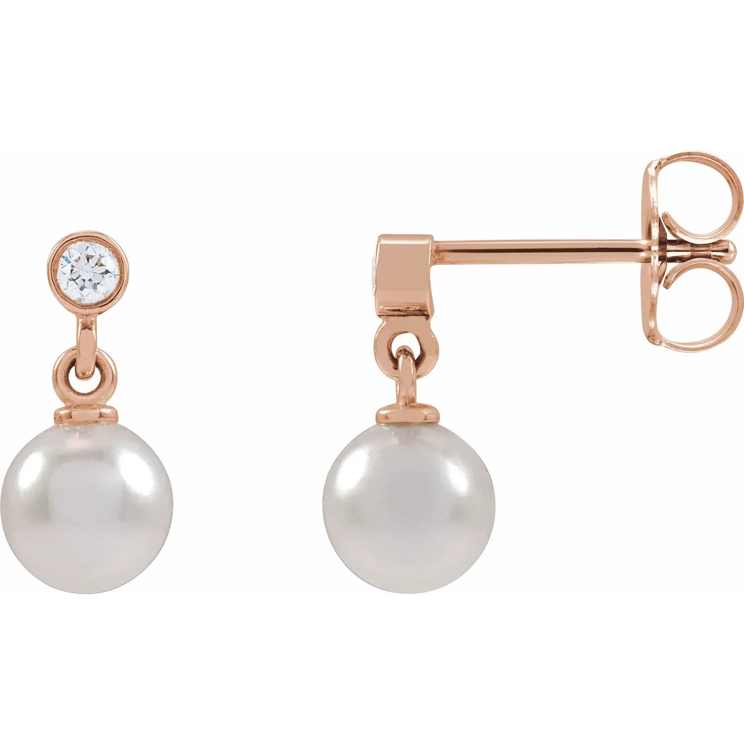 Pearl and diamond drop earrings-The Diamond Setter