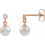 Pearl and diamond drop earrings-The Diamond Setter