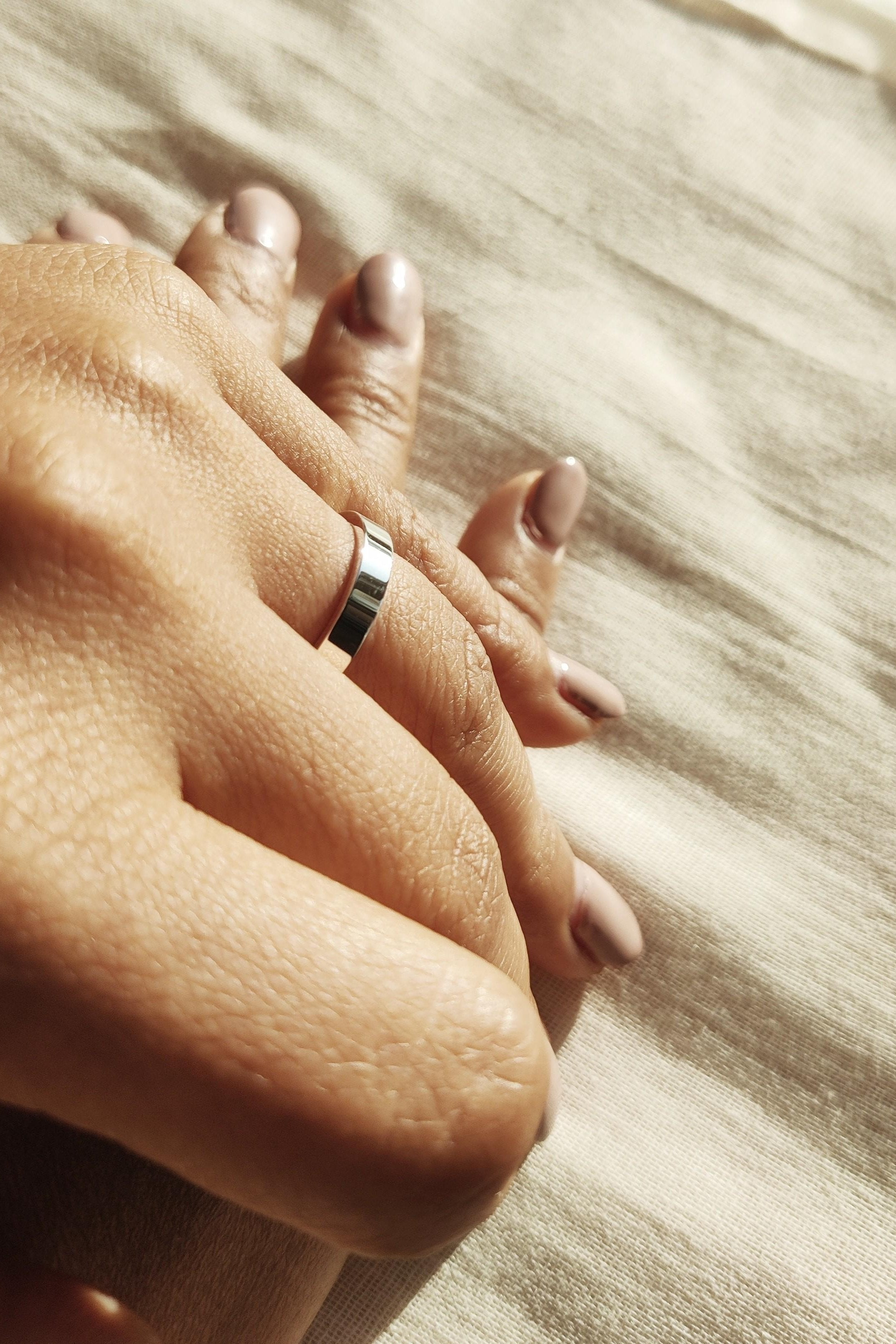 Contemporary 9 carat Flat White Gold Wedding Ring-The Diamond Setter