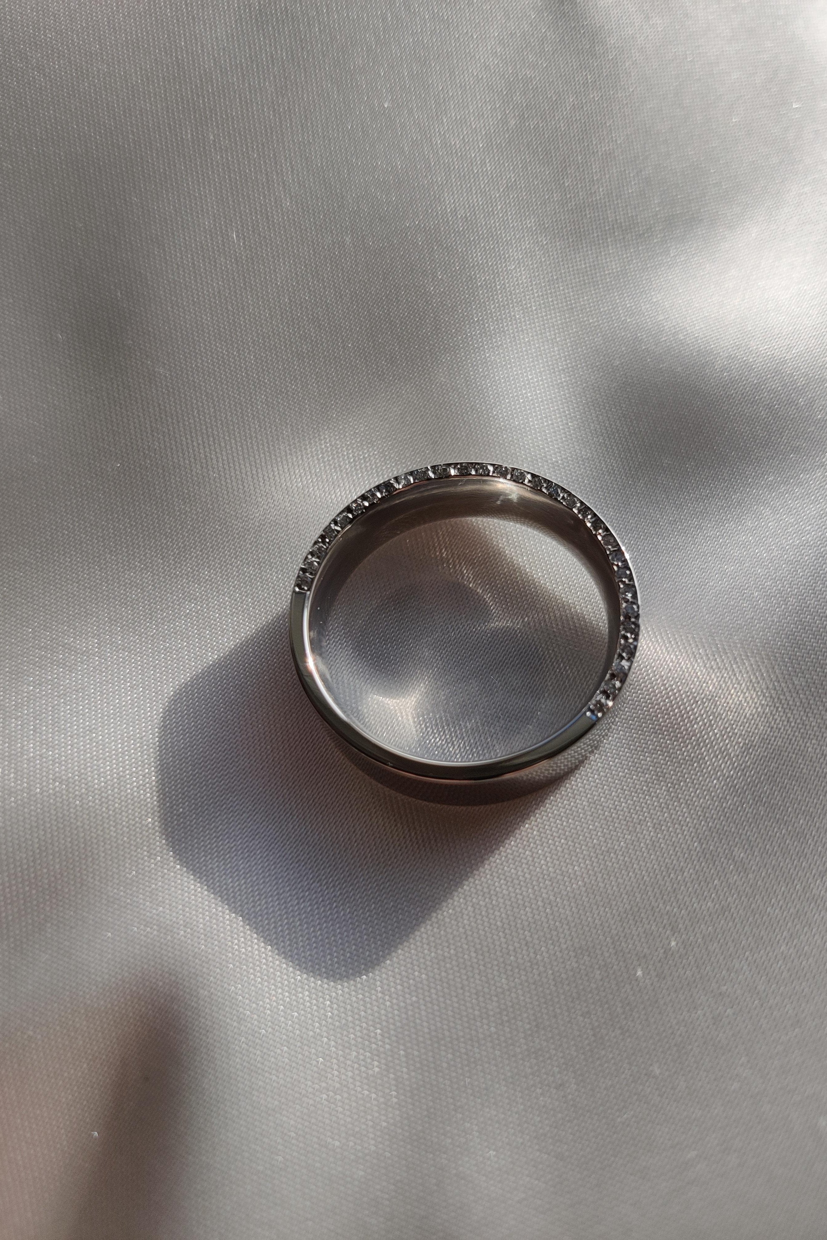 Platinum Ring with White Diamonds in Pave Setting-The Diamond Setter