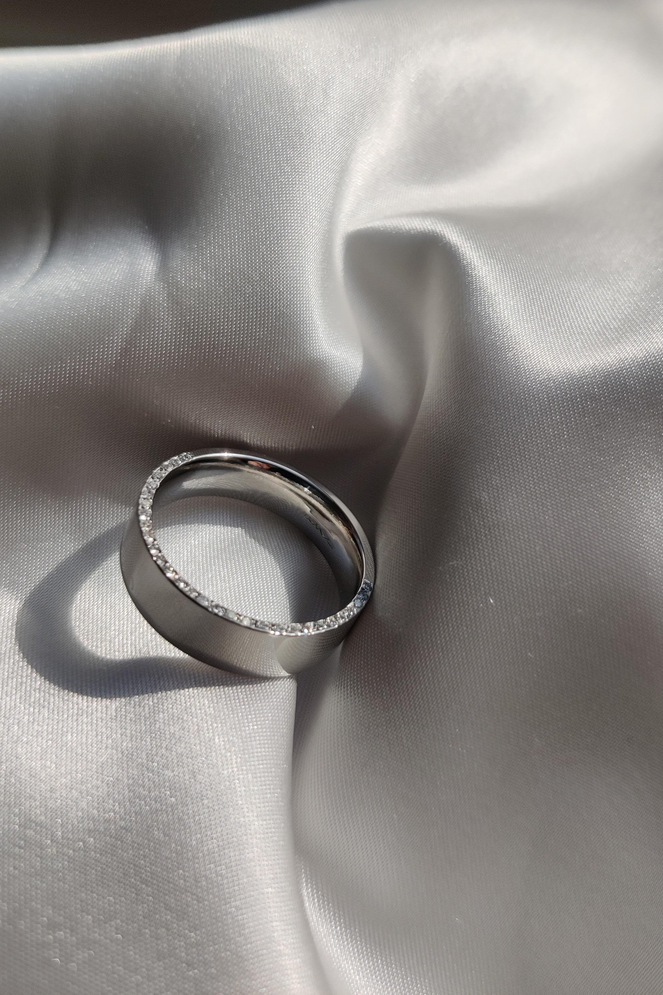 Platinum Ring with White Diamonds in Pave Setting-The Diamond Setter