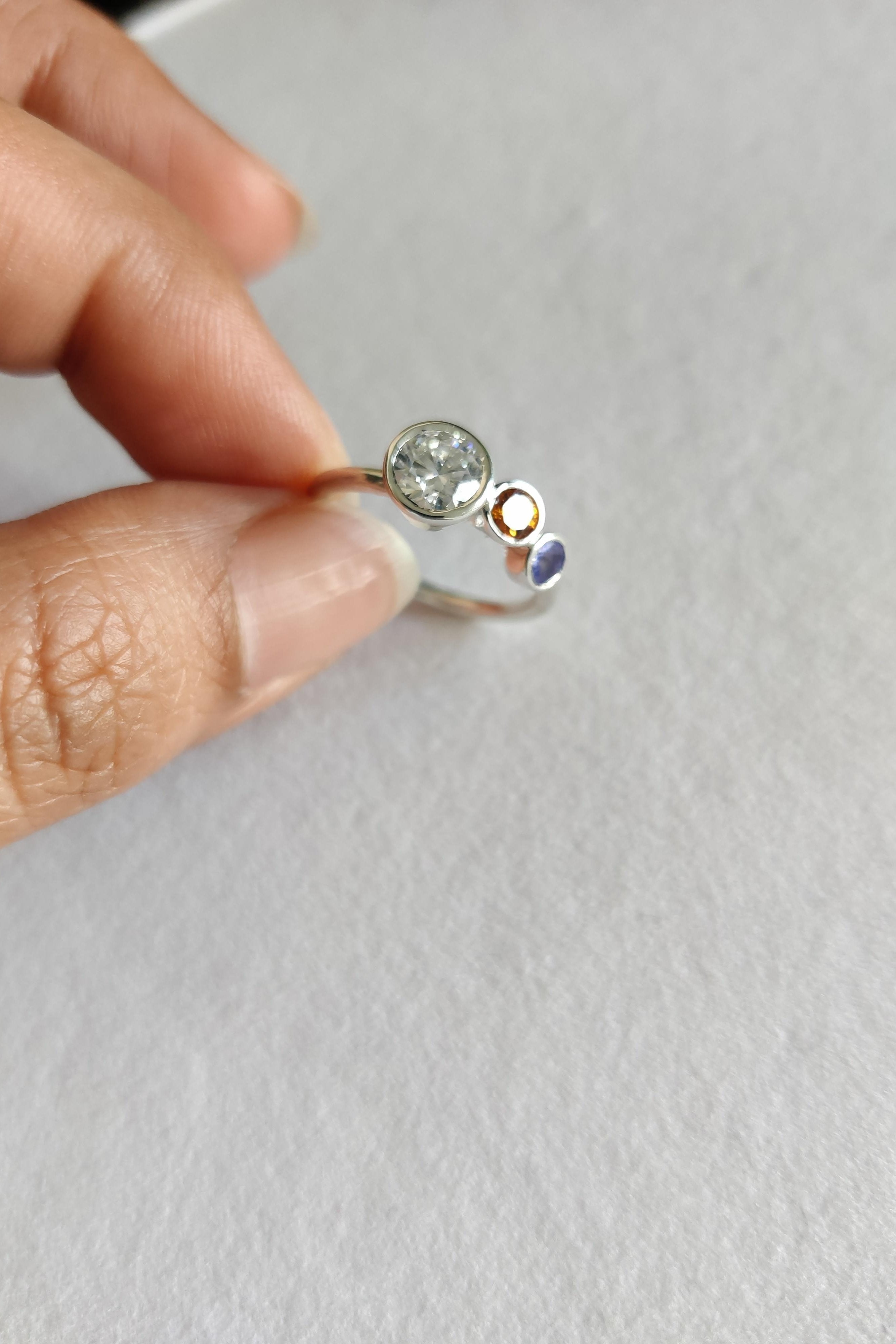 Promise Ring A Trio of Gemstones-The Diamond Setter