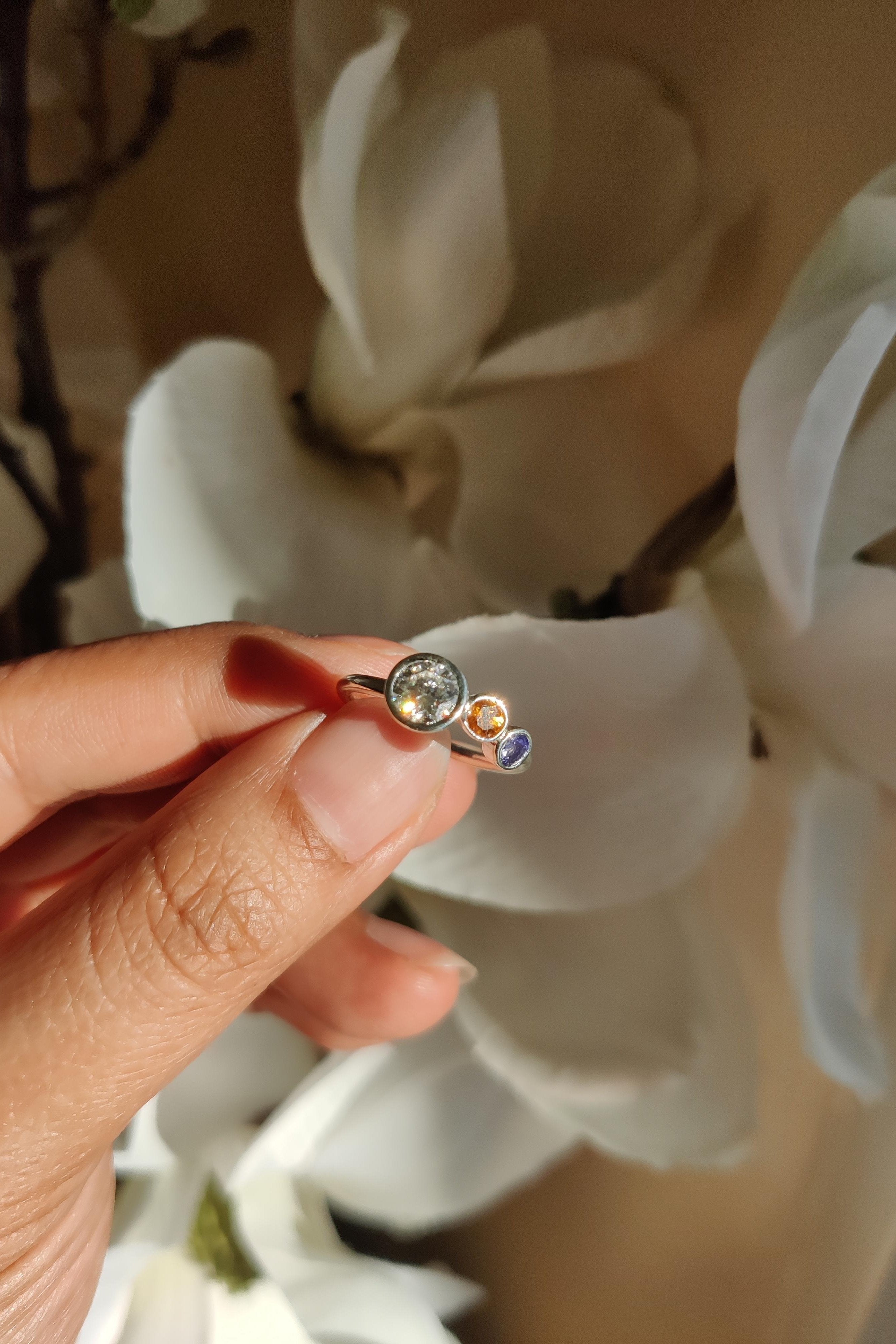 Promise Ring A Trio of Gemstones-The Diamond Setter
