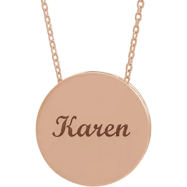 Engravable Scroll Disc Necklace-The Diamond Setter