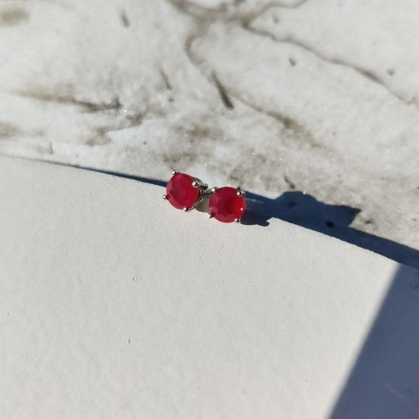 Ruby Gold Stud Earrings-The Diamond Setter