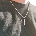 Silver Dog Tag Necklace with Diamonds-The Diamond Setter