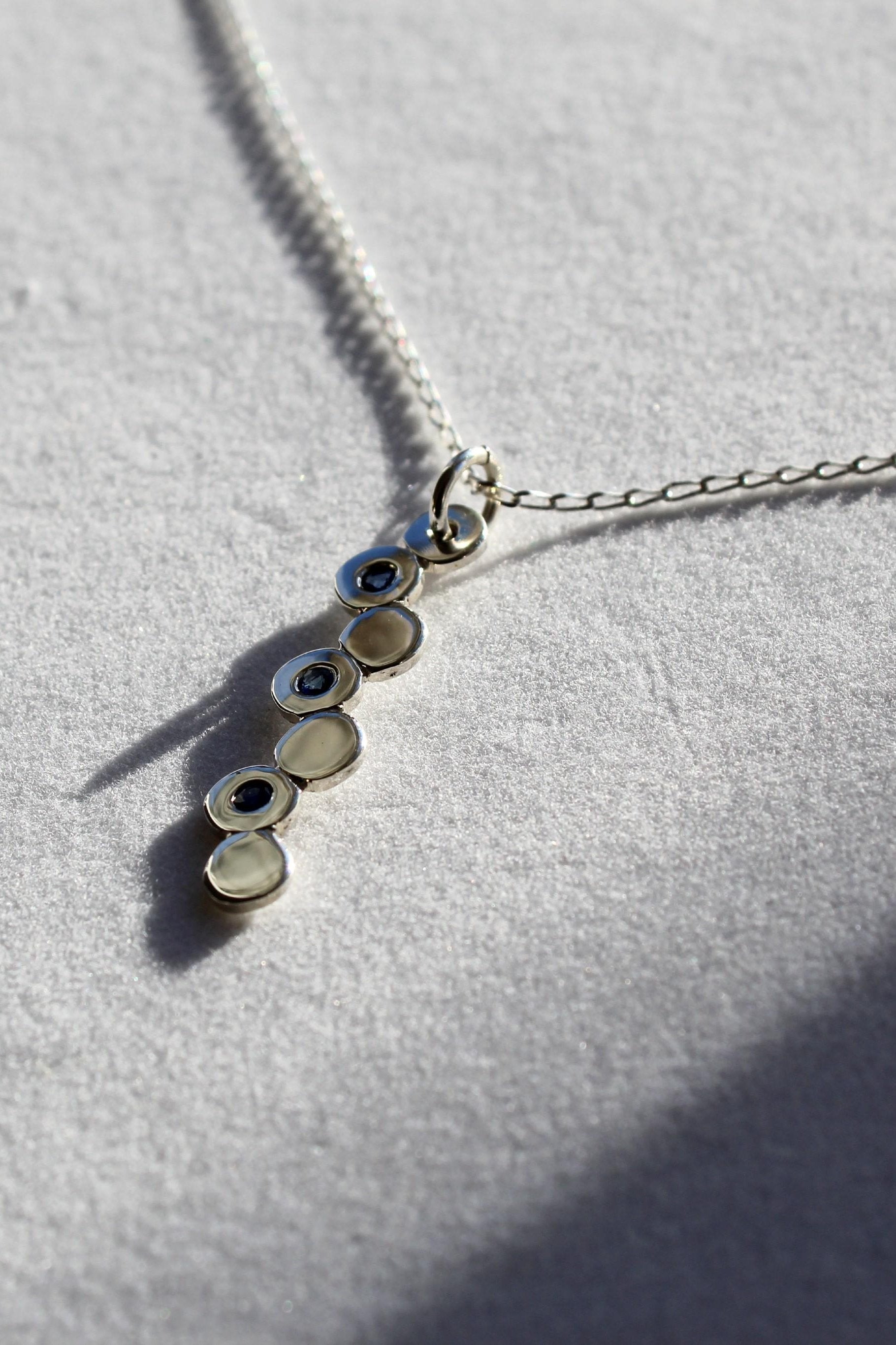 Silver Necklace with Sapphire Gemstones Effervescence Style-The Diamond Setter