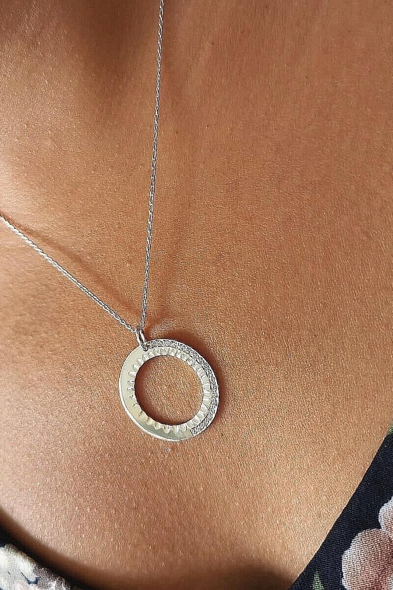 Six Hour Gold Halo Necklace with Pave Diamond Setting-The Diamond Setter