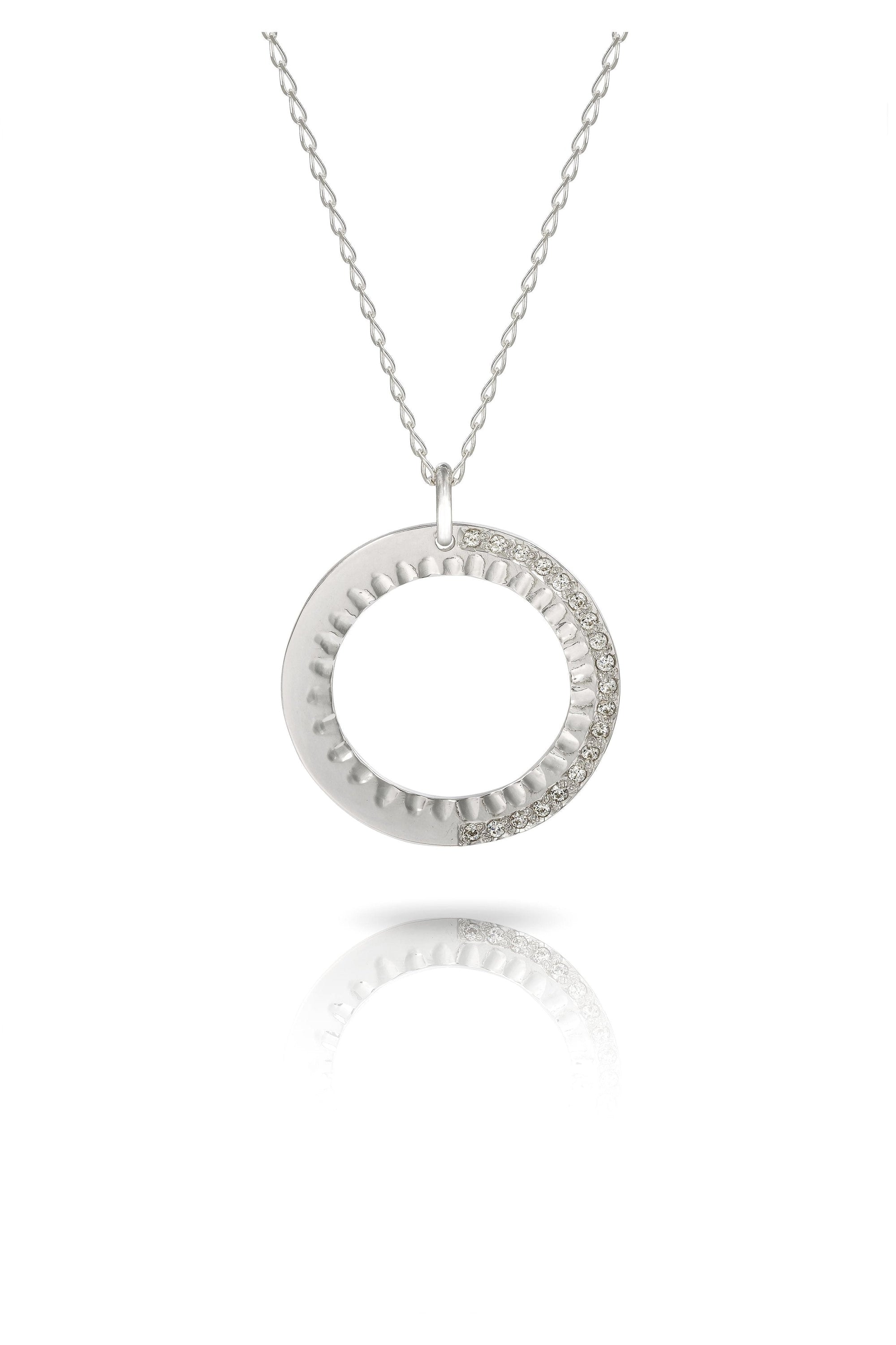 Silver Halo Necklace with Pave Setting-The Diamond Setter