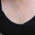 9 carat Gold Textured Square Solo Necklace with Diamond-The Diamond Setter