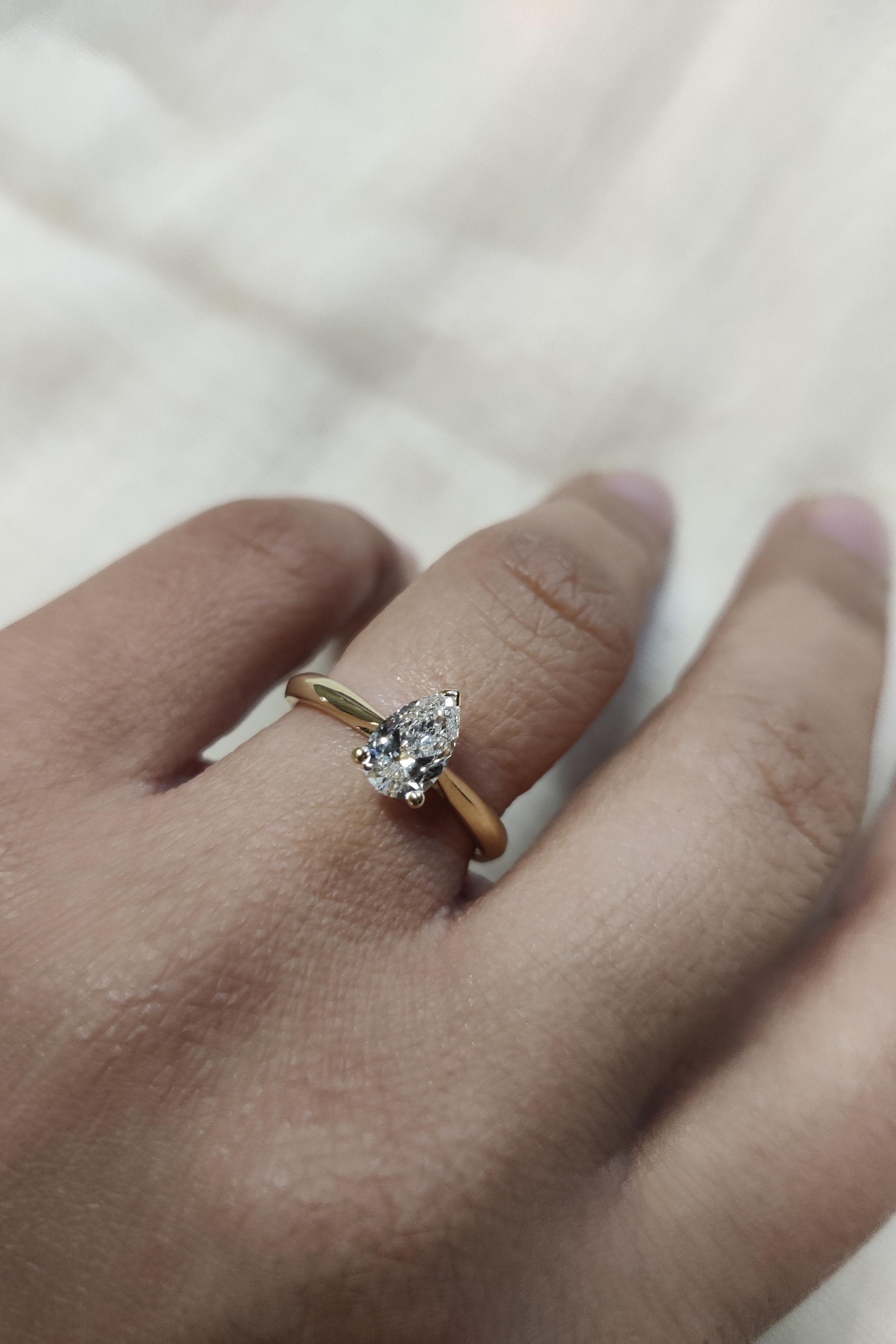 Pear Shape Solitaire Engagement Ring-The Diamond Setter