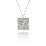 Silver Textured Square Necklace with White Diamond-The Diamond Setter