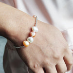 Cultured White and Coral Pearl Bracelet-The Diamond Setter