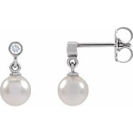 Pearl and diamond drop earrings-The Diamond Setter