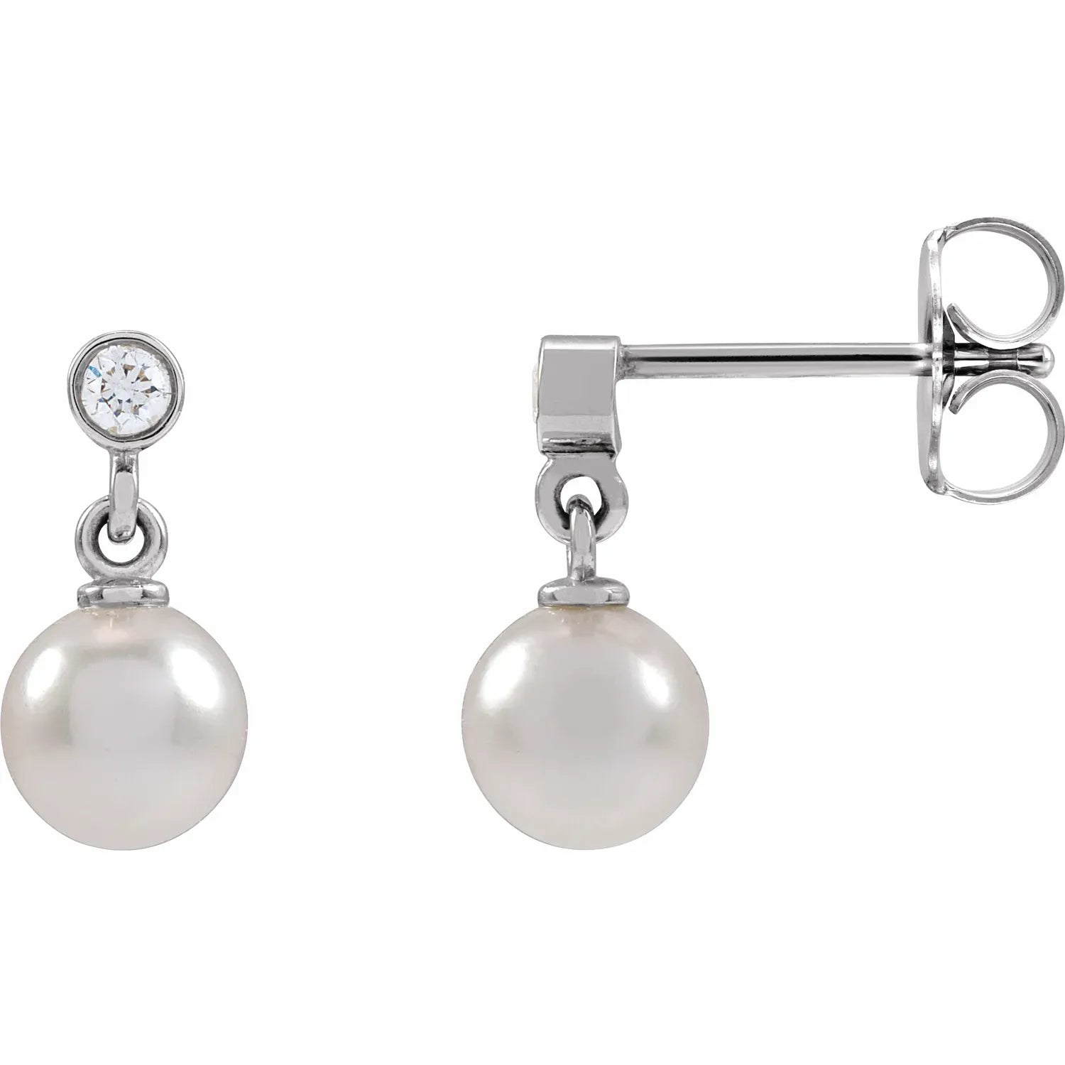 Pearl and diamond drop earrings-The Diamond Setter