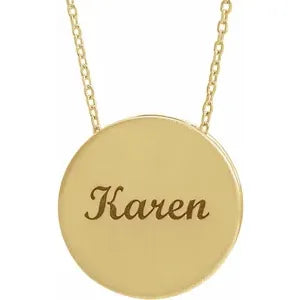Engravable Scroll Disc Necklace-The Diamond Setter