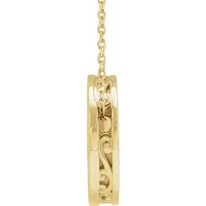 Engravable Scroll Disc Necklace-The Diamond Setter