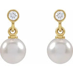Pearl and diamond drop earrings-The Diamond Setter